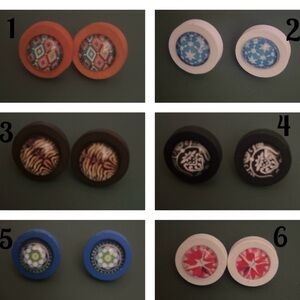 Wood Stud Earrings 1 Pair  (Pick By Number)